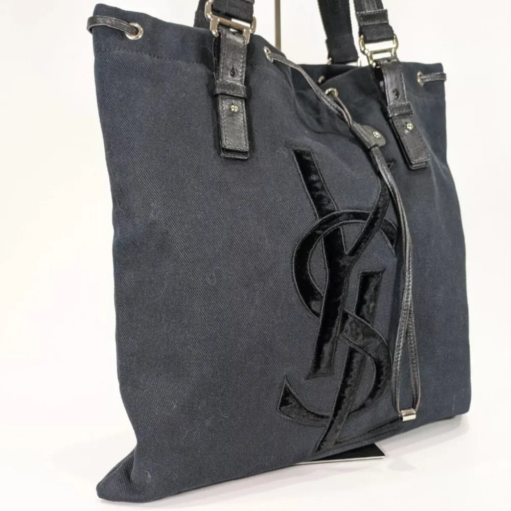 YSL 🔥 Rare 🔥 Rive Gauche Kahala Canvas and Leather Tote Bag! - Picture 2 of 10